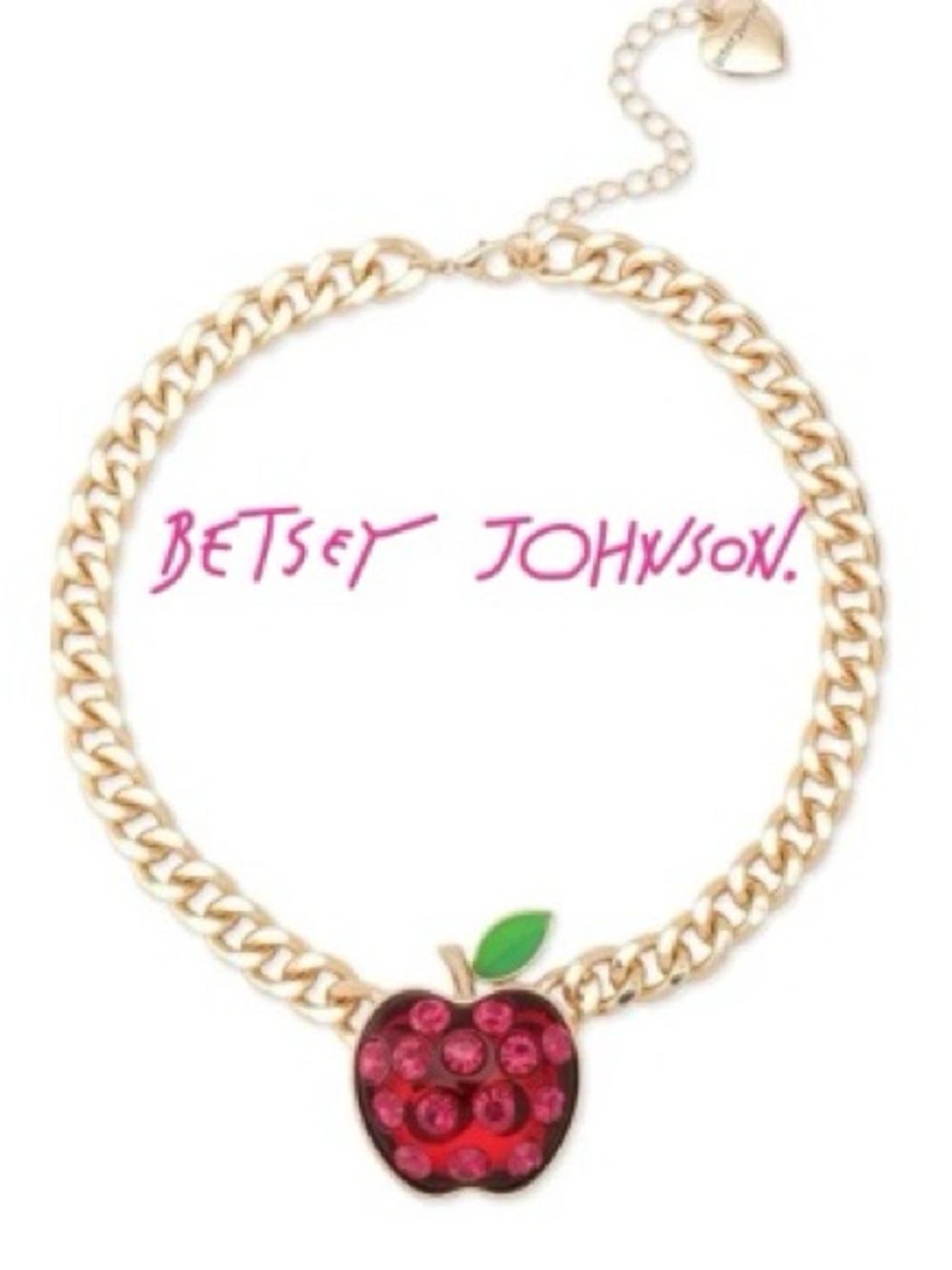 Betsey Johnson Women's Straight A's Apple Pendant Necklace